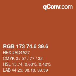 カラーコード: RGB 173 74.6 39.6 | qconv.com