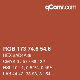 カラーコード: RGB 173 74.6 54.6 | qconv.com