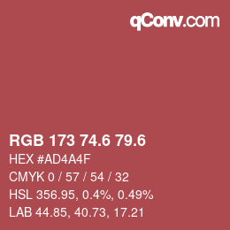 カラーコード: RGB 173 74.6 79.6 | qconv.com