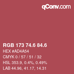 カラーコード: RGB 173 74.6 84.6 | qconv.com