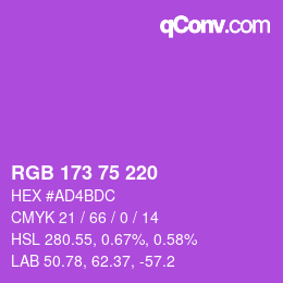 カラーコード: RGB 173 75 220 | qconv.com