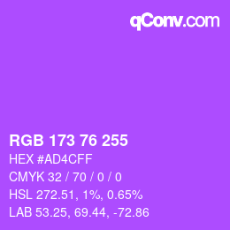 Color code: RGB 173 76 255 | qconv.com
