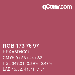 Color code: RGB 173 76 97 | qconv.com