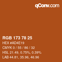 Color code: RGB 173 78 25 | qconv.com