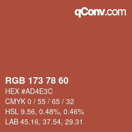 カラーコード: RGB 173 78 60 | qconv.com