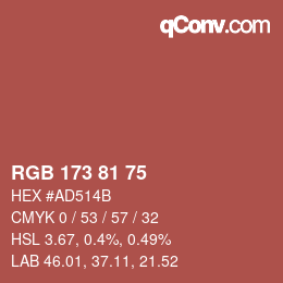 Código de color: RGB 173 81 75 | qconv.com