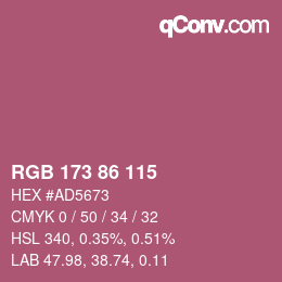 カラーコード: RGB 173 86 115 | qconv.com
