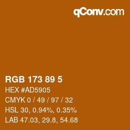 Color code: RGB 173 89 5 | qconv.com