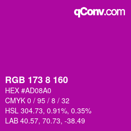 Color code: RGB 173 8 160 | qconv.com