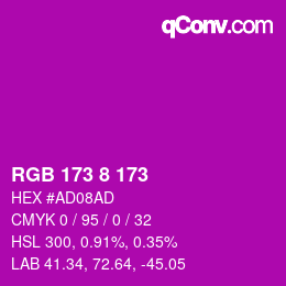 Color code: RGB 173 8 173 | qconv.com