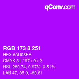 カラーコード: RGB 173 8 251 | qconv.com