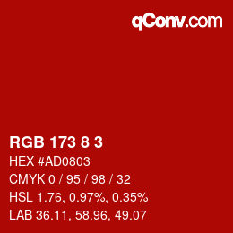 Color code: RGB 173 8 3 | qconv.com