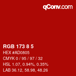 Color code: RGB 173 8 5 | qconv.com