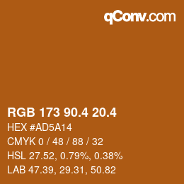 カラーコード: RGB 173 90.4 20.4 | qconv.com