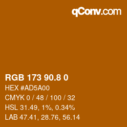 カラーコード: RGB 173 90.8 0 | qconv.com