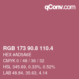 カラーコード: RGB 173 90.8 110.4 | qconv.com