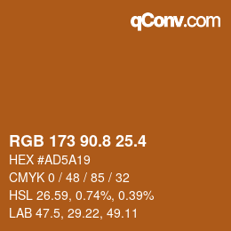 カラーコード: RGB 173 90.8 25.4 | qconv.com