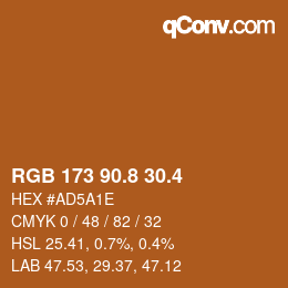 カラーコード: RGB 173 90.8 30.4 | qconv.com
