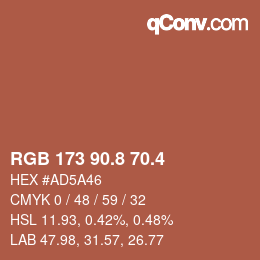 カラーコード: RGB 173 90.8 70.4 | qconv.com