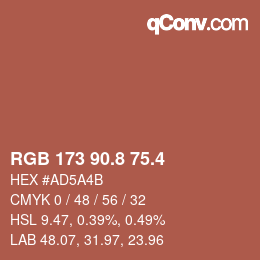 カラーコード: RGB 173 90.8 75.4 | qconv.com