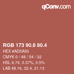 カラーコード: RGB 173 90.8 80.4 | qconv.com