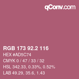 カラーコード: RGB 173 92.2 116 | qconv.com