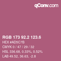 カラーコード: RGB 173 92.2 123.6 | qconv.com