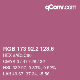 カラーコード: RGB 173 92.2 128.6 | qconv.com