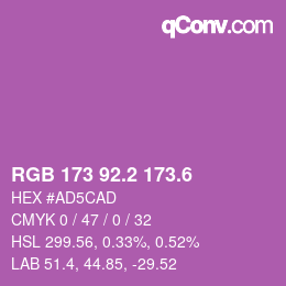 カラーコード: RGB 173 92.2 173.6 | qconv.com