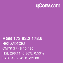 カラーコード: RGB 173 92.2 178.6 | qconv.com