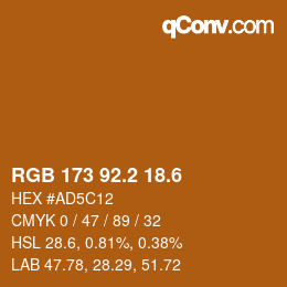 カラーコード: RGB 173 92.2 18.6 | qconv.com