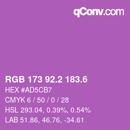 カラーコード: RGB 173 92.2 183.6 | qconv.com