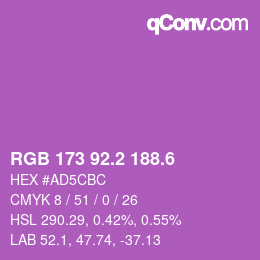 カラーコード: RGB 173 92.2 188.6 | qconv.com
