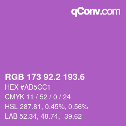 カラーコード: RGB 173 92.2 193.6 | qconv.com