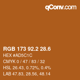 カラーコード: RGB 173 92.2 28.6 | qconv.com
