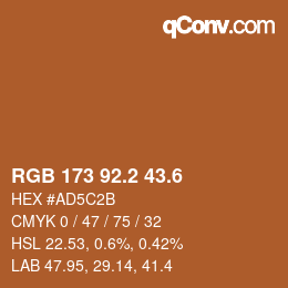 カラーコード: RGB 173 92.2 43.6 | qconv.com