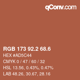 カラーコード: RGB 173 92.2 68.6 | qconv.com