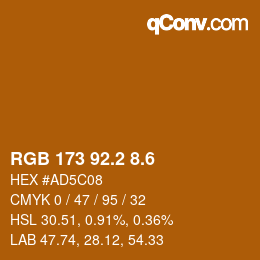 カラーコード: RGB 173 92.2 8.6 | qconv.com