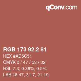 カラーコード: RGB 173 92.2 81 | qconv.com