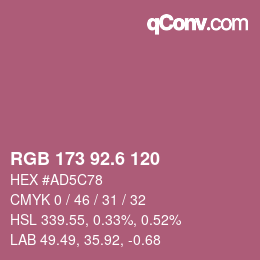 カラーコード: RGB 173 92.6 120 | qconv.com