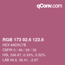 カラーコード: RGB 173 92.6 123.6 | qconv.com
