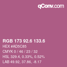 カラーコード: RGB 173 92.6 133.6 | qconv.com