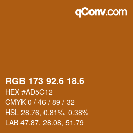 カラーコード: RGB 173 92.6 18.6 | qconv.com