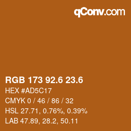カラーコード: RGB 173 92.6 23.6 | qconv.com