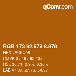 颜色代码: RGB 173 92.878 8.878 | qconv.com