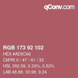 颜色代码: RGB 173 92 102 | qconv.com