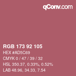 カラーコード: RGB 173 92 105 | qconv.com
