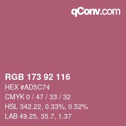 Color code: RGB 173 92 116 | qconv.com