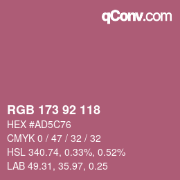 カラーコード: RGB 173 92 118 | qconv.com