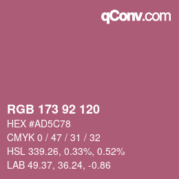 カラーコード: RGB 173 92 120 | qconv.com